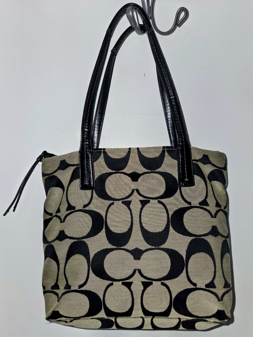 Coach Black and Tan Signature Canvas Tote - Picture 7 of 14